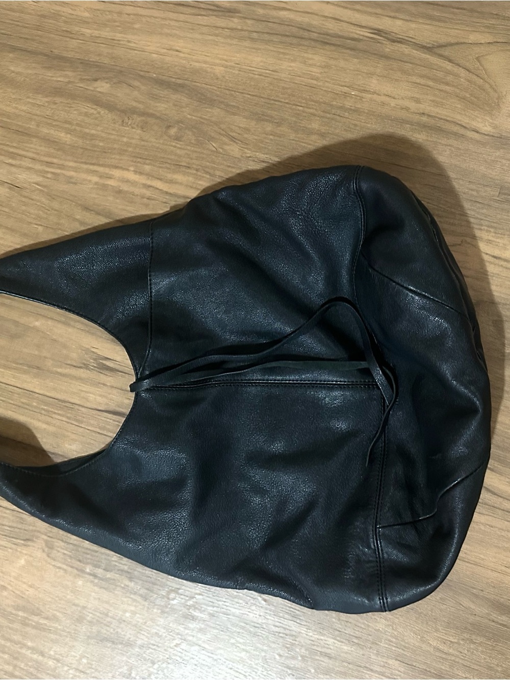 Source Unknown Black Slouchy Leather Hobo Bag